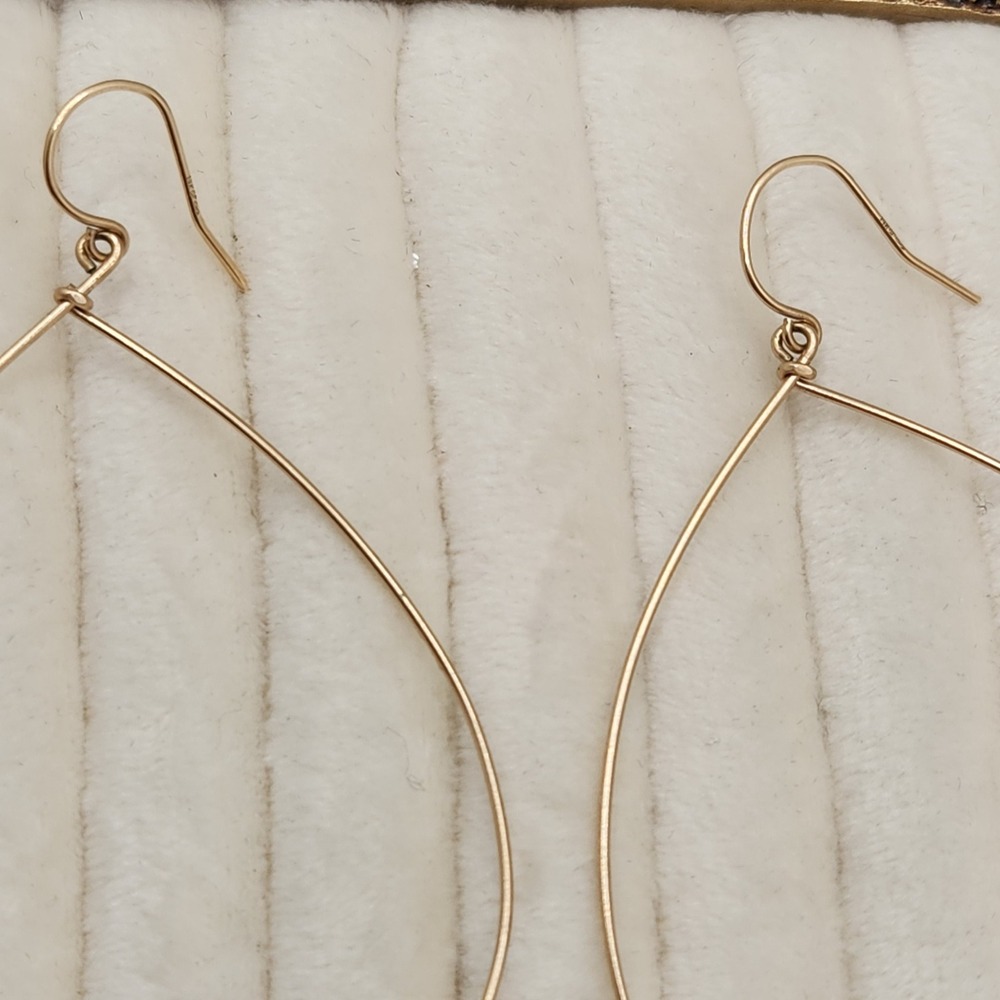 Boho 14k Gold Filled 925 Sterling Silver Teardrop Mixed Metal Hoops Artisan Made - Picture 4 of 10